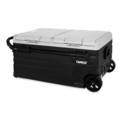 Camco CAM-950 Portable Refrigerator, AC 110V / DC 12V Compact Fridge / Freezer With Dual Zone Cooling, 95-Liter