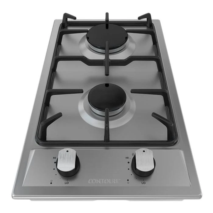 Contoure Deluxe Stainless Steel 2-Burner Built-in Electronic Ignition Gas Cooktop 1 Contoure Deluxe Stainless Steel 2-Burner Built-in Electronic Ignition Gas Cooktop