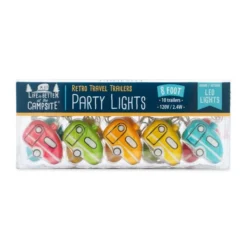 Camco Life Is Better At The Campsite LED Party Lights, Retro Travel Trailer