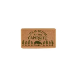 Camco Life Is Better At The Campsite Scrub Rug, Brown / Dark Green