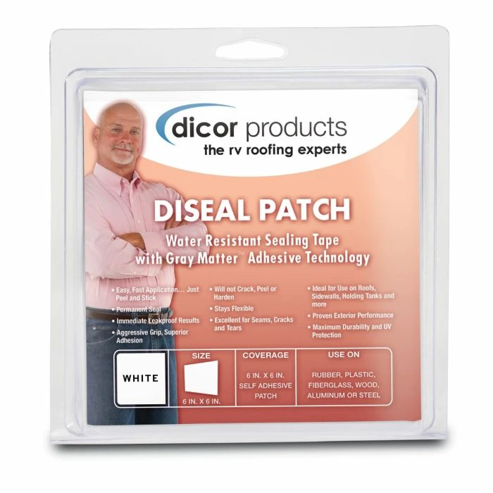 Dicor 6" DiSeal TPO Patch Of White Water Resistant Sealing Tape 1 Dicor 6" DiSeal TPO Patch Of White Water Resistant Sealing Tape
