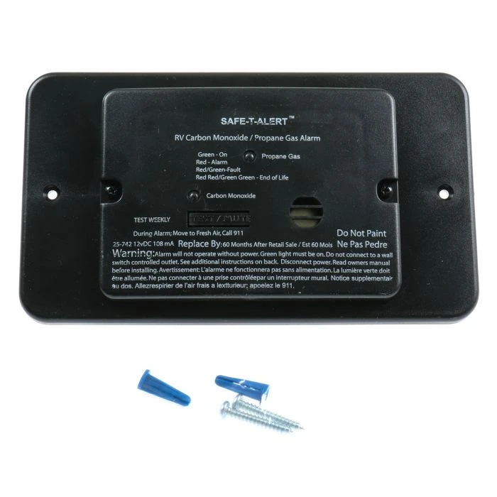 Safe-T-Alert Combination CO/LP 25 Series Alarm W/ Trim Ring - Black